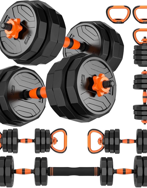 Load image into Gallery viewer, 44Lb 4-In-1 Adjustable Dumbbells Set Free Weight Set with Connector Used as Barbell, Kettlebells, Push up Stand, Fitness Exercises for Home Gym Suitable Men/Women
