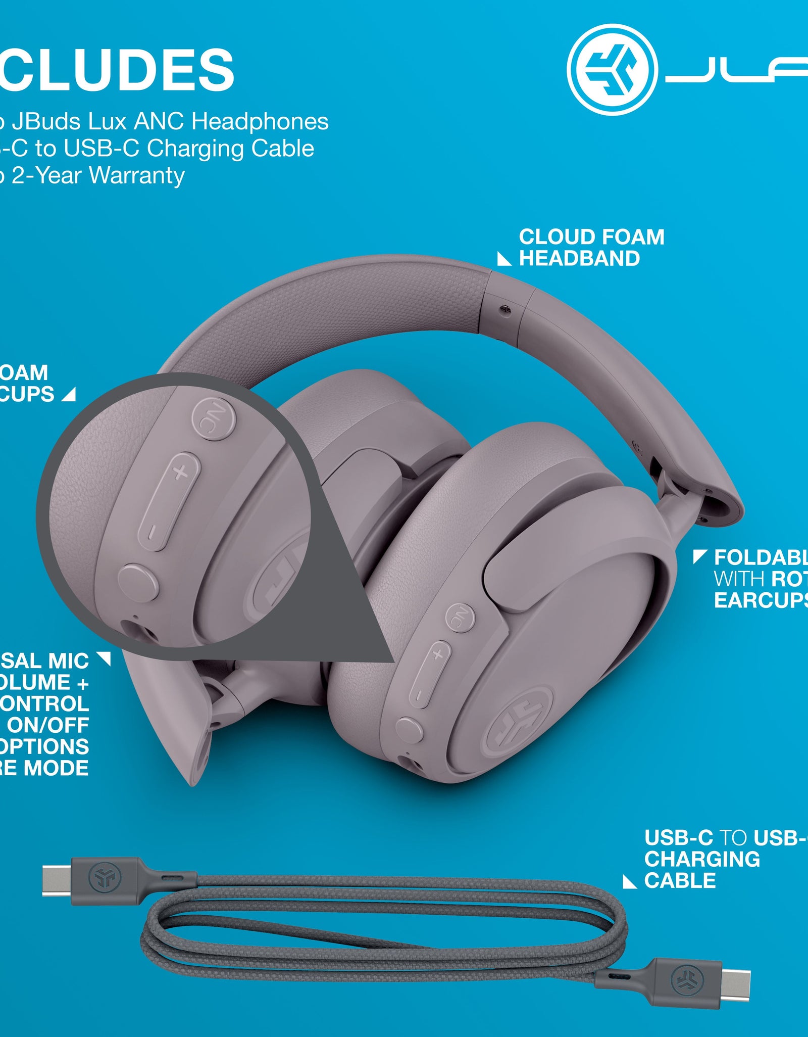 Jbuds Lux Active Noise Cancellation Bluetooth Headphones