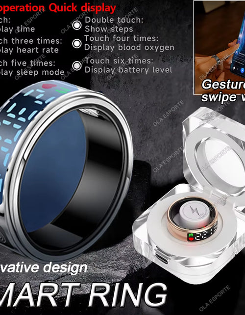 Load image into Gallery viewer, 2025 Smart Ring LED Touch Display Screen Gesture Swipe Video Heart Rate Health Monitoring 5ATM Waterproof Smart Rings Men Women
