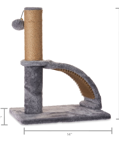 Load image into Gallery viewer, 17"Deluxe Jute Cat Scratching Post with Arch Grooming Massager, Gray, Pack of 1
