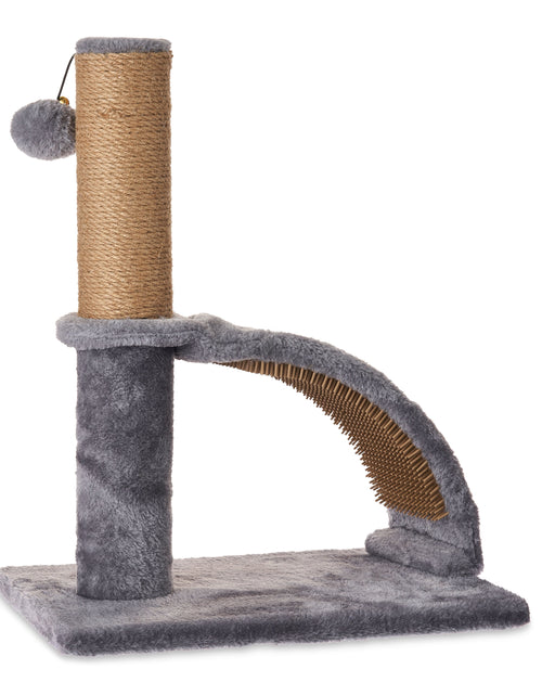 Load image into Gallery viewer, 17"Deluxe Jute Cat Scratching Post with Arch Grooming Massager, Gray, Pack of 1
