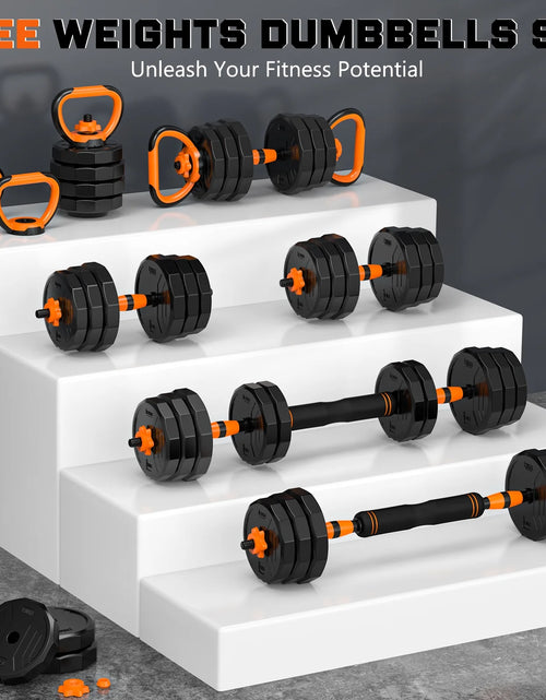 Load image into Gallery viewer, 44Lb 4-In-1 Adjustable Dumbbells Set Free Weight Set with Connector Used as Barbell, Kettlebells, Push up Stand, Fitness Exercises for Home Gym Suitable Men/Women
