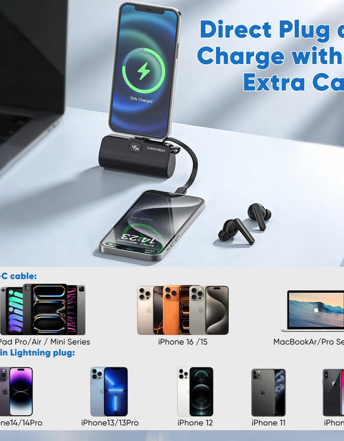 Load image into Gallery viewer, Cargador Portátil Banco De Energía Para Iphone Android Con Pantalla LED 5000Mah Mini Cargador Rápido Paquete De Batería Compatible Con Iphone 15/14/13/12
