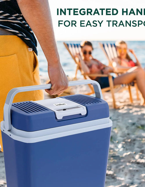 Load image into Gallery viewer, 24L Portable Thermoelectric Cooler &amp; Warmer 12V with Handle Blue
